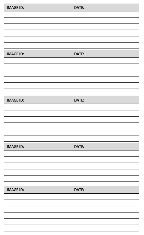 Printable Photography Log Book Template